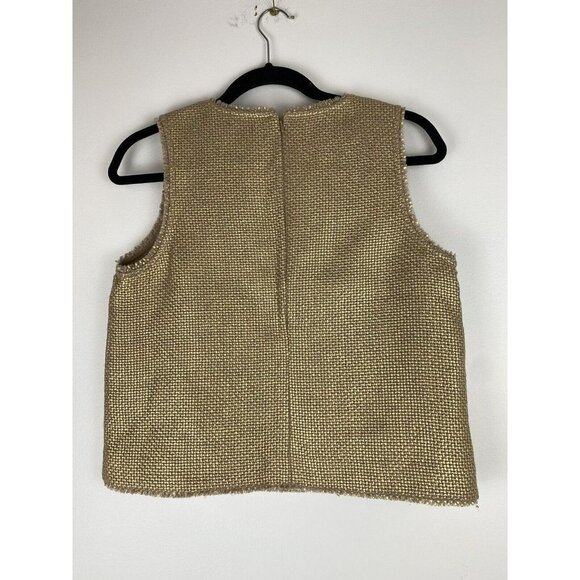 Banana Republic Womens Gold Blouse Size S Weave Textured Metallic Shell Top - Picture 2 of 8